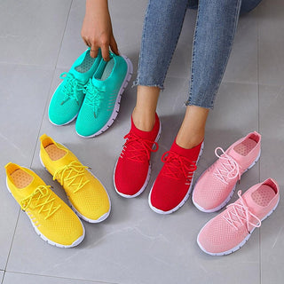 Lot de baskets en maille : turquoise, jaune, rouge, rose et beige, semelle amortissante