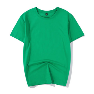 T-shirt vert à encolure ronde, manches courtes, coupe droite à fronces sur le bas