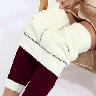 Legging thermique doublé en polaire rouge bordeaux avec doublure polaire claire visible