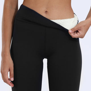 Legging thermique doublé en polaire noir avec doublure polaire claire visible à la taille