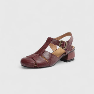 Sandales orthopédiques Aivorah™ marron foncé, bride à boucle, talon bloc