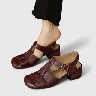 Sandales orthopédiques Aivorah™ marron foncé, bride à boucle et semelle large