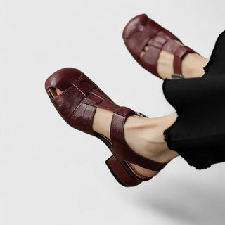 Sandales orthopédiques Aivorah™ marron foncé, brides croisées, talon bloc