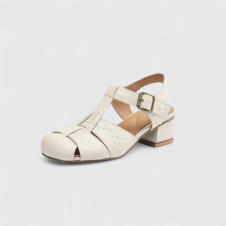 Sandales orthopédiques Aivorah™ crème, bride à boucle et talon bloc