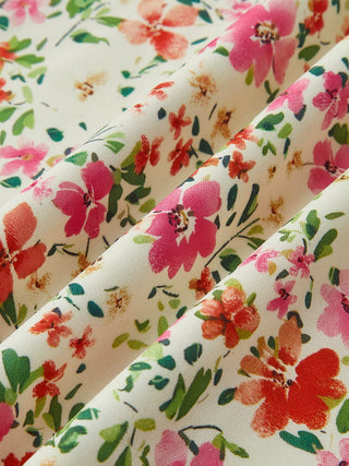 Tissu de robe fleuri multicolore, imprimé petites fleurs sur fond clair