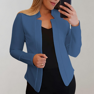 Veste blazer femme Daisy™ bleue, col châle, manches longues, devant ouvert