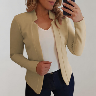 Veste blazer femme Daisy™ beige clair, col châle, manches longues, devant ouvert