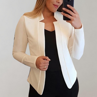 Veste blazer femme Daisy™ blanc cassé, col châle, manches longues, devant ouvert
