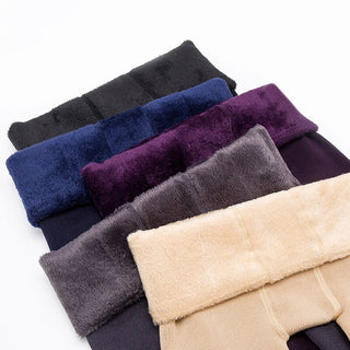 Lots de leggings d’hiver avec doublure polaire : noir, bleu, violet, gris, beige et marron.