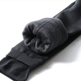 Leggings d’hiver gris foncé femme, doublure polaire, chevilles confortables, tissu extensible.