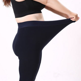 Leggings d’hiver bleu marine femme, doublure polaire, taille élastique, silhouette ajustée.