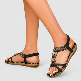 Sandales orthopédiques Maryna™ noires à brides fines et semelle striée pour le confort