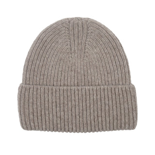 Bonnet docker femme en laine, maille côtelée épaisse gris clair, bord côtelé