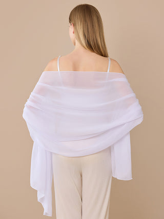 Châle en chiffon uni blanc, grand foulard aérien couvrant épaules et dos