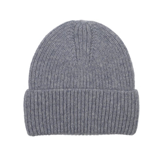 Bonnet docker femme en laine, maille côtelée épaisse gris, bord côtelé