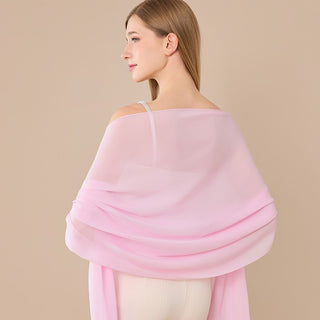 Châle en chiffon uni rose clair, drapé doux couvrant épaules et buste