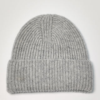 Bonnet docker en laine côtelée épaisse, gris, vue de dessus