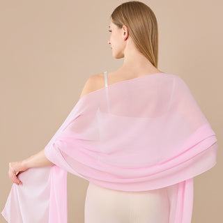 Châle en chiffon uni rose pâle, voile ample avec tombant sur les bras