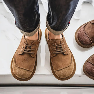 Chaussures en cuir de veau Santiago marron clair, à lacets, bout rond