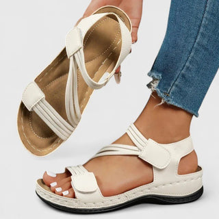 Sandales Sheina™ Sávytěné beiges à brides et plateforme noire, bout ouvert