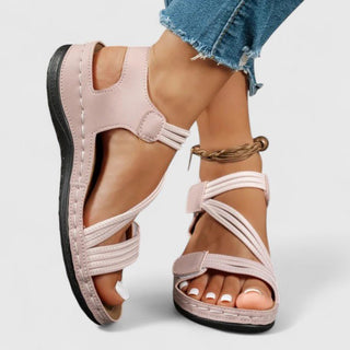 Sandales Sheina™ roses avec brides croisées à boucle et semelle à plateforme