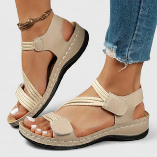 Sandales Sheina™ beiges à brides et boucle, semelle plateforme épaisse à coutures