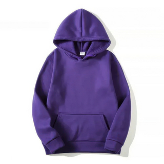 Sweat à capuche femme violet, manches longues, poche kangourou, capuche bordée.