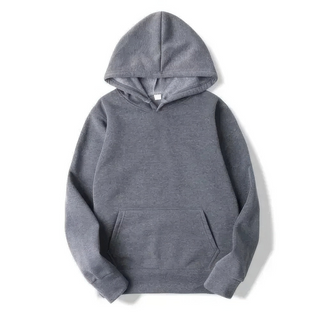 Sweat à capuche femme gris, manches longues, poche kangourou, bord côtelé.