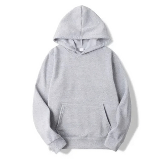 Sweat à capuche femme gris clair, manches longues, poche kangourou, capuche ajustée.